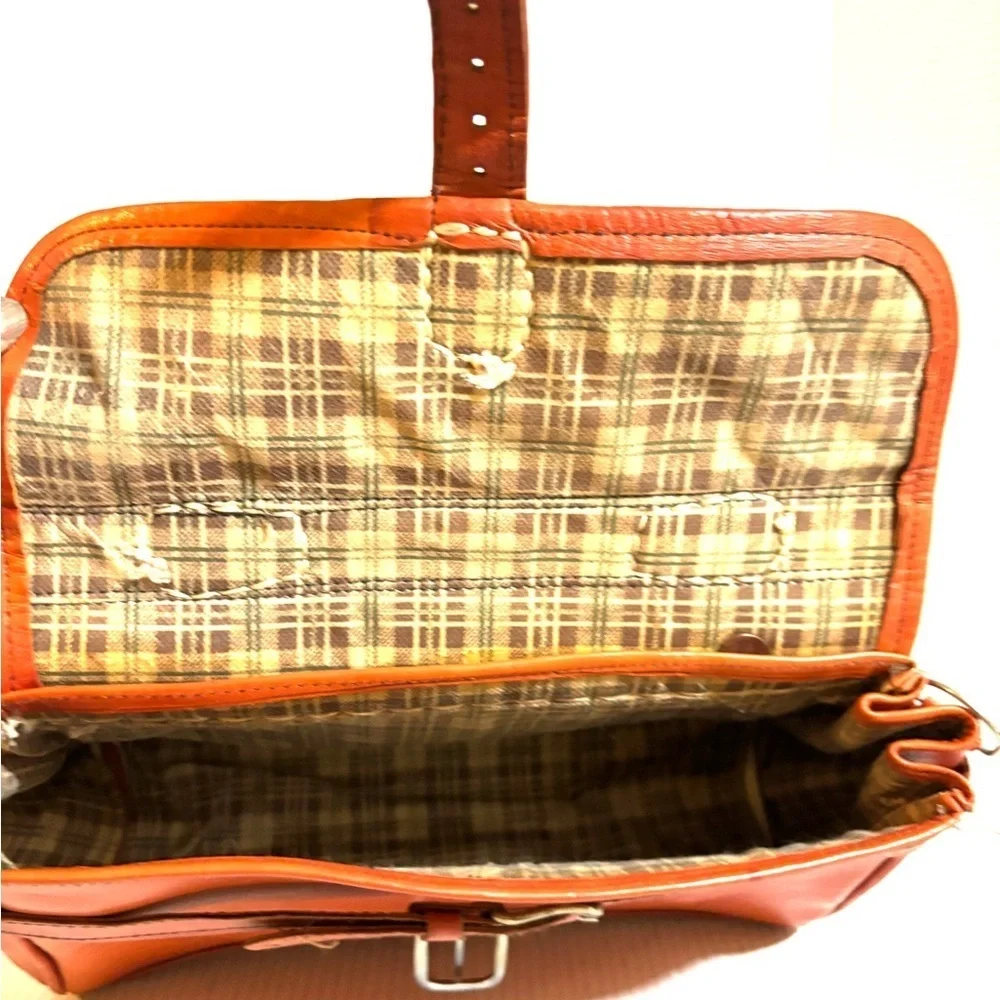 Stylish vintage unisex Orange Leather briefcase